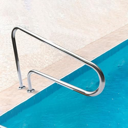 BZJPRFC Inground-Pool-Handlauf Aus Edelstahl, 3-Bogen-Pool-Treppenhandlauf, Rückkehr for Deck-Handlauf Mit Schnellmontage-Stützplatte Und Poolgeländer Mit Perfektem Griff (Size : 2pcs-1.5 mm)