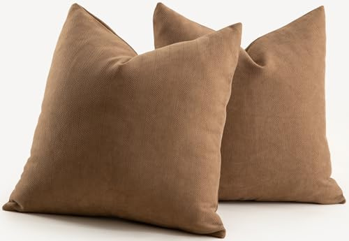 Mandioo 2er Set Kissenbezug 40x40 cm Braun Chenille Kissenbezüge weich Gemütlich langlebig modern Zierkissenbezug Dekokissen Kissenhülle für Sofa Wohnzimmer Schlafzimmer