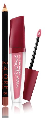 Deborah Milano -Set Makeup Red Touch Lipstick Rossetto Liquido Matte, 02 Delicate Rose, Colore Intenso e No Transfer, 4.5gr, e Matita Labbra 24Ore, 02 Nude, Anti-sbavature e Ultra-pigmentata, 1.5gr