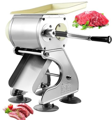 Munual Meat Slicer Cutter Machine, Stainless Steel Vegetable Food Slicer, 2.5-10mm Thickness Meat Beef Cutter Machine, Commercial Food Slicer Slicing Machine for Hot Pot, BBQ, Home Use(10mm)