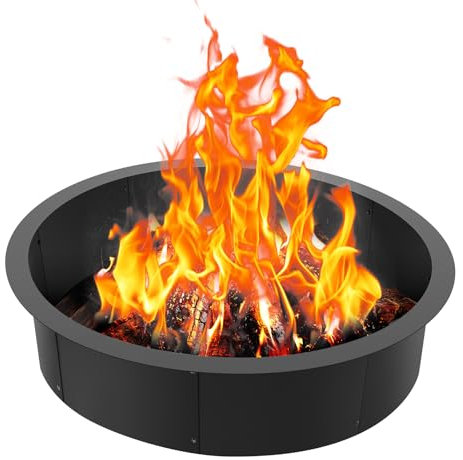 VEVOR Aro para Hoguera Diámetro Exterior 1143 mm, Diámetro Interior 990,6 mm, Altura 254 mm, Revestimiento de Acero al Carbono, Anillo para Fogata sobre o en el Suelo, para Acampar al Aire Libre