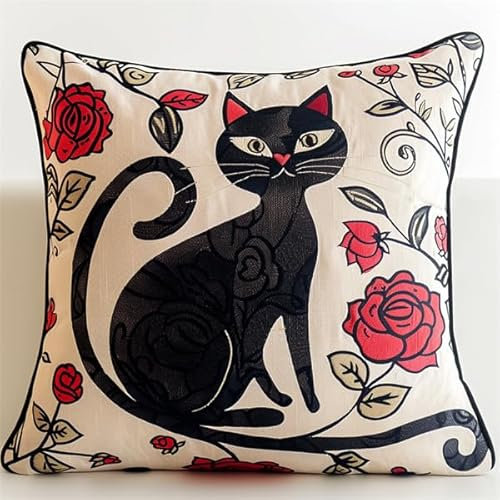 kitphoenix Knüpfkissen Set Katze 3D Handgemachte Geschenke Knüpfteppich für Kinder und Erwachsene Knüpfset 43cm X 43cm