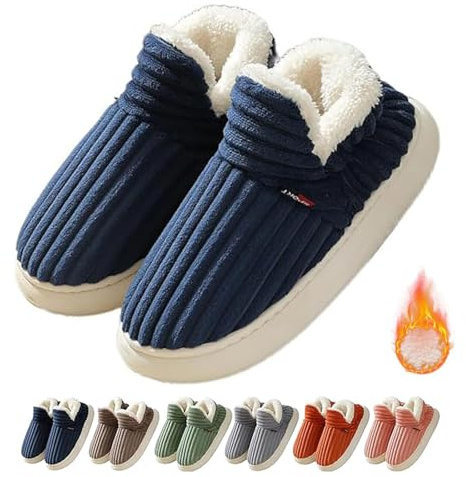 FXRWFSE Chaussons Confortables et élégants, Chaussons d'hiver en Peluche Chaude et Moelleuse, Chaussons Chaussons pour Femmes et Hommes (Blue,40-41)
