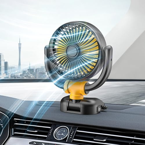 Berelin Auto Ventilator 12V, Auto Kfz Lüfter mit 360 Grad Drehbarer Saugnapf, Auto-Kühlluftventilator mit Zigarettenanzünder Leistungsstarke Leise Auto-Ventilatoren für LKW Van SUV RV Boot
