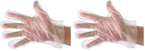 REQUISITE NEEDS Disposable Gloves Clear Plastic Polyethylene Transparent Waterproof Gloves For Multi Purpose - Sanitary, Food Prep, Home tasks, Cleaning, Work Gloves Powder & Latex Free