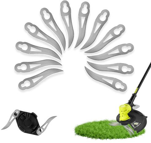 FairyPeach Lame per Tagliaerba, Lama Decespugliatore, 12 Pcs Lame per Decespugliatore in Metallo, Lame di Ricambio per Tosaerba a Batteria - Più Forte e Più Durevole, Accessori per Decespugliatore