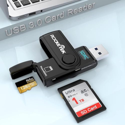 USB SD Card Reader,2 in 1 USB 3.0 Memory Card Reader for SD SDXC SDHC MMC RS-MMC TF Micro SDXC Micro SDHC UHS-I 5Gbps Fast Reader/Writer 2 Cards Simultaneously,SD Card Reader Adapter for Mac/Win/Linux