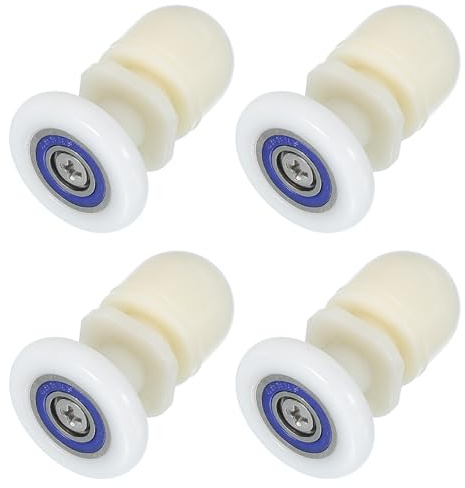 sourcing map Rulli per porta della doccia da 27 mm, guide scorrevoli di ricambio per porte in vetro del bagno da 4-6 mm, colore bianco, 4 pezzi