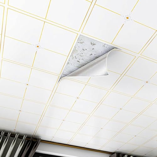 ZAQYCM Deckenpaneele deckenplatten Badezimmer Deckenfliesen Kleben Wasserdicht Chinesischer Stil, Abnehmbare Keller Deckenideen/Deckenabdeckungsblatt, Schlafzimmer/Wohnzimmer Dekorativ(50 Pack)