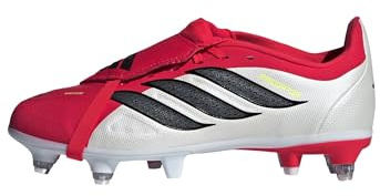 adidas Unisex - Bambini e Ragazzi Predator League Fold-Over Tongue Soft Ground Football Boots Kids, Lucid Red/Core Black/Ftwr White, 36 2/3 EU