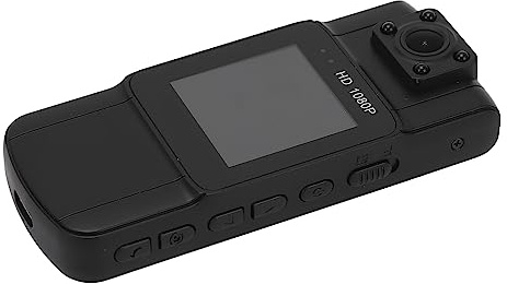 Rankomu Mini fotocamera del corpo, visione notturna a infrarossi 1080P, rilevamento del movimento, obiettivo di rotazione di 180 gradi, display da 1,54 pollici, fotocamera indossata dal corpo