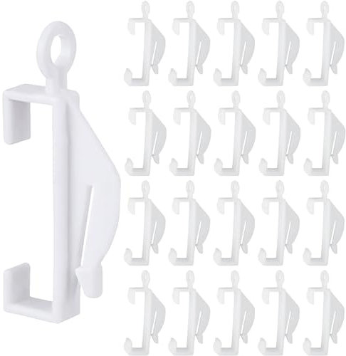50 PCS Curtain Hooks, Curtain Rail Gliders, White Plastic Rail Gliders and Sliding Hooks, Curtain Hooks Track Gliders Rail Sliding Hooks for Window Tracks, Showers & Doors
