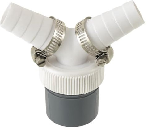 GXGM Scarico lavatrice, Doppio Attacco Raccordo Scarico per Lavatrice e Lavastoviglie con Ingresso Ø 18-24 mm e Uscita Ø 40 mm con Set di 2 Pz Fascette Metalliche Ø 20-32 mm Raccordo Y