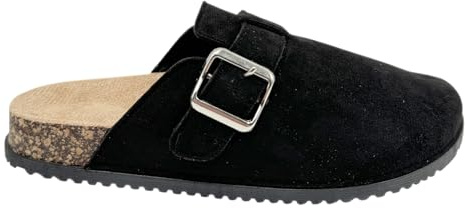 Imiss Women's Classic Suede Buckle Slip-On Clogs for Casual Wear (Black, Adult, Women, 4, Numeric, UK Footwear Size System, Medium)