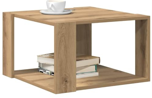 vidaXL Mesa de Café Roble Artesanal 51,5 x 51,5 x 30 cm, Mesa de café Moderna para Sala, Cuadrada de Madera, práctica y Elegante, un Toque Decorativo