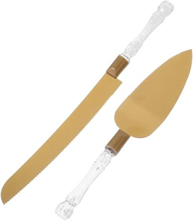 Holibanna 2 Piezas Cuchillo y Espátula para Pasteles de Boda con Mango de Utensilios Inoxidable para Cortar y Servir para Cumpleaños y