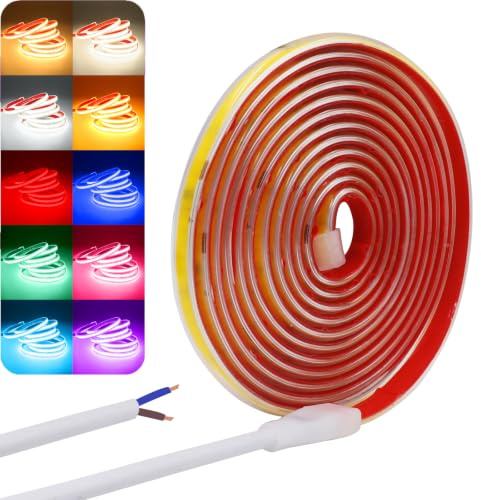 Wisada Tira LED COB de 240 LEDs/m, 220-240V impermeable flexible FCOB tira LED neón CRI85+ 1M blanco cálido 3000K uniforme sin puntos oscuros para decoración de dormitorios, armarios y cocinas