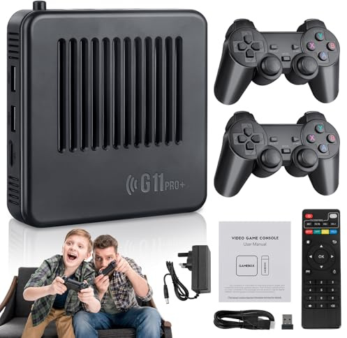 Retrowave G11 Pro Game Box, G11 Pro Game Console 4k + 256GB with 2.4g Wireless Dual Controllers Over 100,000 Games Plug & Play Video Games, 60 Emulators Built-in (256G)