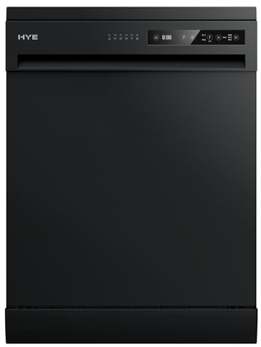 HYE Dishwasher - Freestanding Dishwasher With 14 Place Settings, 60cm, Full Size Design, Black, ECO Program, Quick Wash, Quiet (49 dB) - DW0114PB25