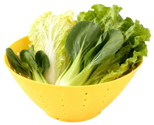 Silicone Drain Bowl - Vegetable Basket for Travel | Yellow Color with 18x18x7.5cm Size, Lightweight Fruit Cleaner, Mixing Salad, Pasta Noodle, Kitchen Gadget, Home Restaurant