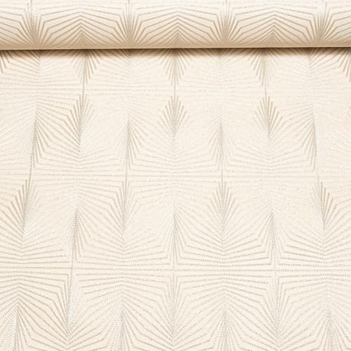 SOPHIE LAURENCE Cream & Beige Stripe Wallpaper – Textured Metallic Shimmer Heavyweight Roll | Feature Wall Wallpaper for Living Room, Bedroom or Hallway