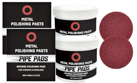 2PCS Metal Polishing Paste, Scratch Remover Buffing, Metall Polierpaste with Polierpad, Kratzer Entferner Und Reiniger Zur Entfernung von Oxidation und Verfärbung bei Aluminium Rohren Auspuffe