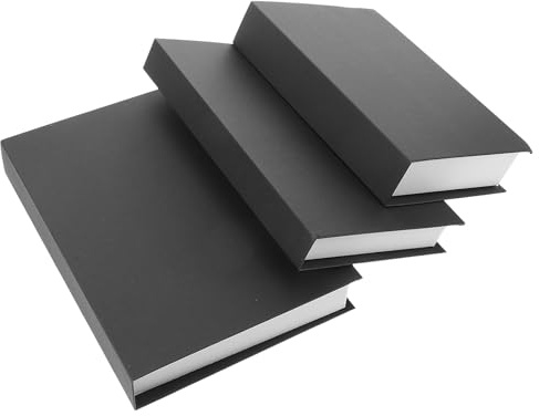 MALUGOGO Lot de 3 Faux Livres Décoratifs Noirs en Carton Gris, Modèle Réaliste Léger et Portable, pour Table D'entrée ou Bureau Touche Artistique Unique