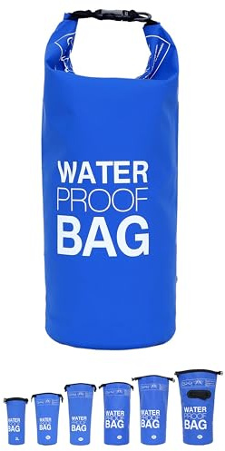 DonDon Dry Bag wasserdichte Tasche 2l, 5l, 10l, 15l, 20l, 30l Pack-Sack Beutel mit Schultergurt - blau 2 Liter