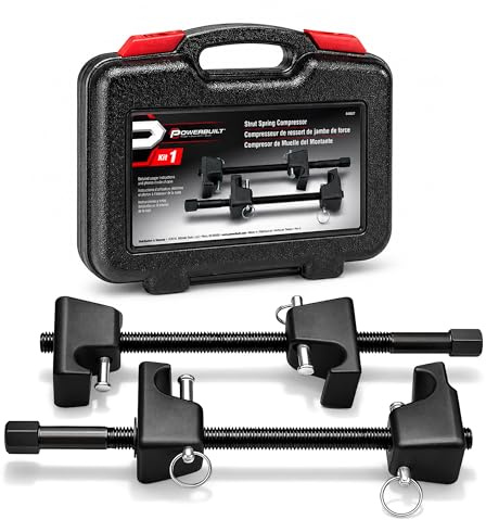 Powerbuilt Strut Spring Compressor, Removal, Installation, and Repair Vehicle Coil Springs, Safety Pins 648627E, Black