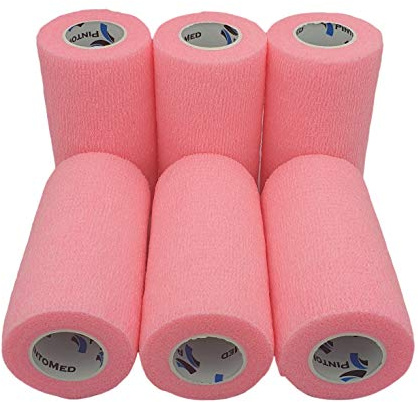 PintoMed - Venda Cohesiva - 6 x ROSA - 6 rollos x 10 cm x 4,5 m estirado - Vendaje autoadhesiva elástica y flexible, Cinta adhesiva, Vet Wrap, Tape, Primeros auxílios y lesiones