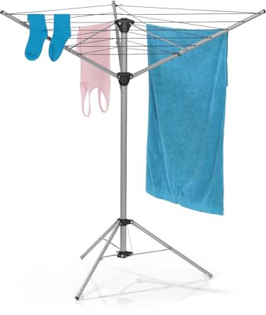 EASYmaxx Séchoir Parapluie 1600-16m de Longueur de séchage | Séchoir à Linge Pliable | Séchoir Parapluie pour l'intérieur et l'extérieur | Ouvert env. 128 x 76 x 144 cm | sans électricité