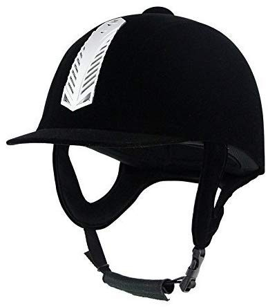 TentHome Casco de equitación Terciopelo Bomba esquétre Ligero Negro Niños Adulto, color Negro , tamaño 56 cm