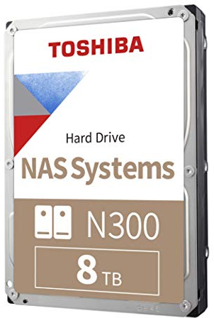 Toshiba N300 8TB NAS 3.5-Inch Internal Hard Drive - CMR SATA 6 GB/s 7200 RPM 256 MB Cache - HDWG180XZSTA