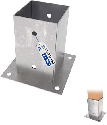 GeZu Impex Aufschraubbodenhülse 71 x 150 mm Edelstahl Pfostenhülse Aufschraubhülse Pfostenträger für Quadratische Pfosten