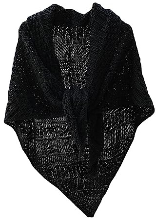 G-LIKE Women's Triangular Scarf Shoulder Scarf Cape - Spring Autumn Winter Knitted Warm Decorative Wrap Scarf Head Scarf Triangular Scarf for Women Girls - Knitting Wool, black, One Size