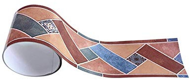 Tapetenbordüre selbstklebend zum Aufkleben für Wohnzimmer Küche Badezimmer Abnehmbare Wasserdicht Bodenleiste PVC Dekorative Bordüre Rote Geometrie 10cm X 200CM