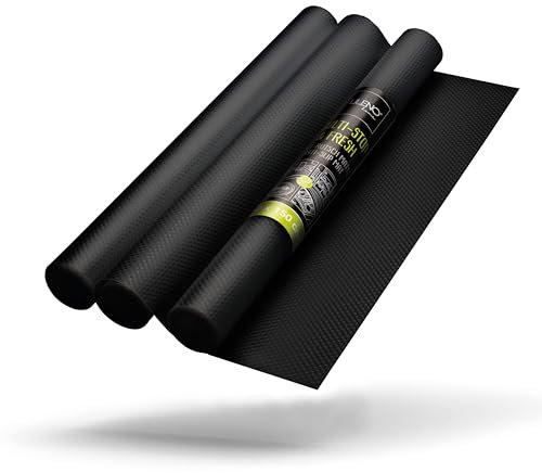 LILENO HOME Set di 3 tappetini per cassetti 30 x 150 cm (nero) - Tappetino antiscivolo per cassetti del frigorifero - Inserti per cassetti ritagliabili come tappetino antiscivolo da cucina