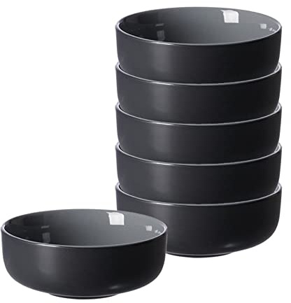 Ritzenhoff & Breker Müslischalen Jasper, Schwarz, 6er Set, ø 14 cm, 500 ml, Steinzeug, Schalen mit Soft-Touch-Haptik & farbiger Matt-Glasur
