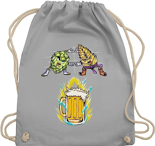 Turnbeutel Rucksack - Nerd Geschenke - Bier Fusion - Hopfen & Malz - Unisize - Hellgrau - biertrinker geschenk zocker und bag bierliebhaber zocken beutel für gamer rucksäcke geek ruckack nerds