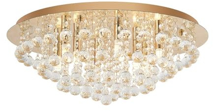 Lindby Plafoniera dimmerabile (Moderno) colore Oro, in Cristallo ad es. Soggiorno & Sala da pranzo plafoniera cristallo lampada