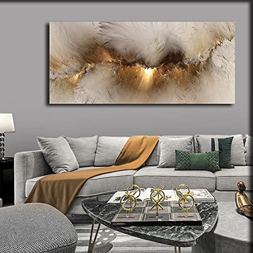 XIANGPEIFBH Abstrakte Wandkunst Grau Gelb Wolkenmalerei Wandbild Moderne Leinwand Poster Drucke für Wohnzimmer Dekoration 30x60cm(12''x24'') Innenrahmen