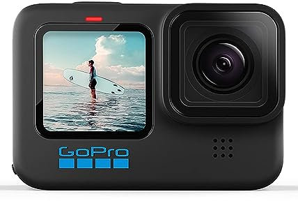 GoPro HERO10 Black - Waterproof Action Camera with Front LCD and Touch Rear Screens, 5.3K60 Ultra HD Video, 23MP Photos, 1080p Live Streaming, Webcam, Stabilization (Renewed)