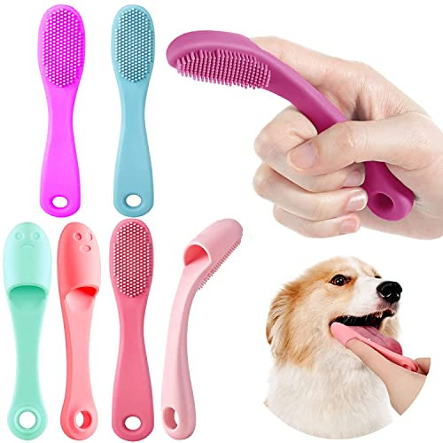 Hundezahnbürste,Hundezahnbürste Fingerling,Silikon Haustier Zahnbürste Anti-Plaque Finger Zahnbürste für Kleine Hunde Katzen Zahnpflege (6 Stück)