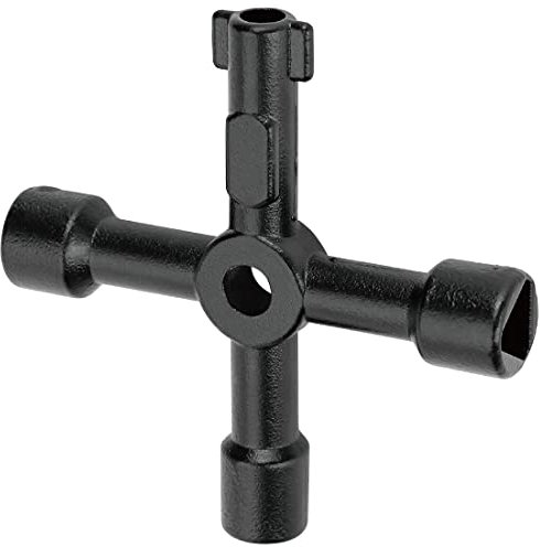 Chiave Universale Multifunzione a 4 Impronte per Contatore Acqua, Cassetta Gas, Armadio Utenze, Quadro Elettrico, Radiatori, Armadietti, Ascensori (Nero)