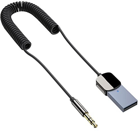 Yoezuo Ricevitore Bluetooth 5.0 per Auto con Jack AUX da 3,5mm e Adattatore Audio USB con Microfono Incorporato e Cavo Lungo per Auto e Audio Domestico, Plug & Play