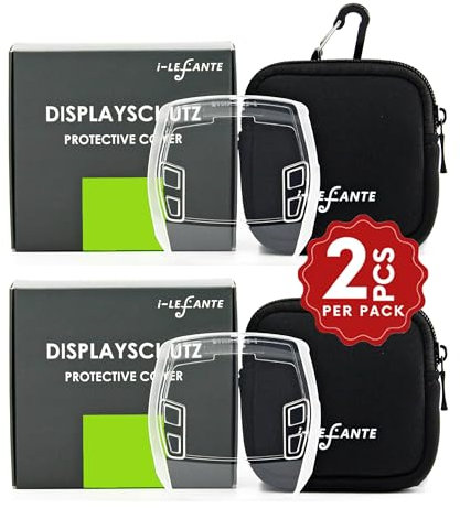 i-LEFANTE 2 Pack für Bosch Intuvia Display Schutzhülle mit Neoprentasche | E-Bike Displayschutz | Transparent und wasserdicht | Display Schutzhülle Ebike Zubehör | 2er Set