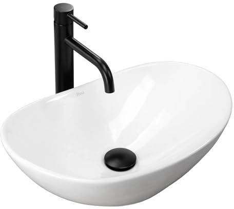 Rea Countertop Washbasin Royal Mini White Wash Basin Hand Wash Basin Sink for Bathroom Made of High-Quality Ceramic 475 mm x 310 mm x 150 mm (White)