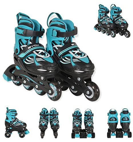 Byox Inliner 2 in 1 Double blau Rollschuhe, PU-Rollen, ABEC-5 Lager, verstellbar M (Gr. 34-38)