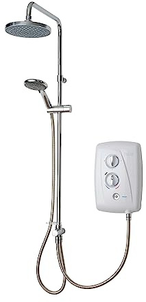 Triton Showers T80 Easi Fit Plus DuElec™ | Shower Electric | 10.5 KW I White I Electrical Showers | with Rainfall Showerhead and Anti Twist Hose | Best Electric Shower Units for Bathrooms