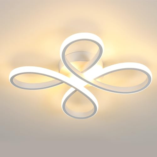 Comely Lámpara de Techo LED con Forma de Flor, 30 W 3400 LM 30 cm, Luz Cálida 3000 K, Plafón LED de Acrílico Blanco para Dormitorio, Salón y Comedor